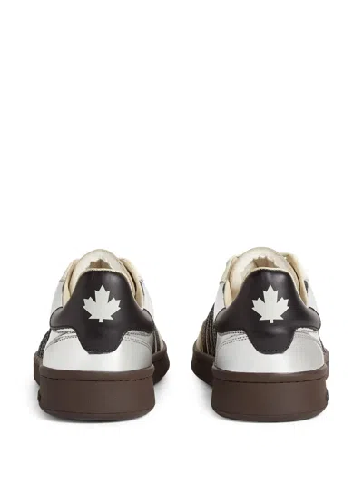Dsquared2 Man Sneakers Ivory Size 8 Leather In Brown
