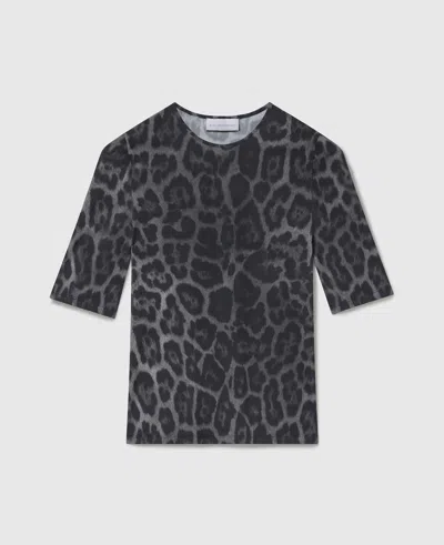 Stella Mccartney Animal Print Crewneck Top Three Quarter Sleeves In Blue
