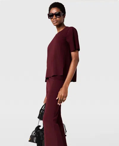 Stella Mccartney Compact Knit Short-sleeve T-shirt In Burgundy