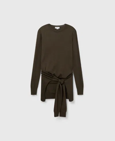 Stella Mccartney Tie-front Crewneck Jumper In Brown