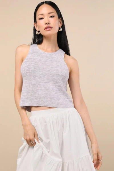 Lulus Cennet Grey Multi Space Dye Lace-up Tank Top In Animal Print