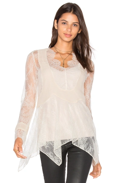 Haute Hippie Pintucked Chiffon Lace Blouse, Antique In 复古色 | ModeSens