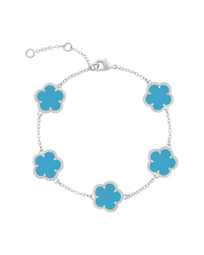 Jankuo Flower Synthetic Turquoise Station Bracelet