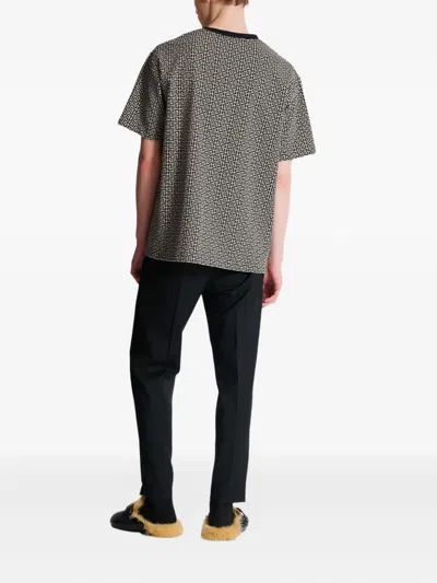 Balmain Men Jacquard T-shirt With Pb Labyrinth Monogram In Gray