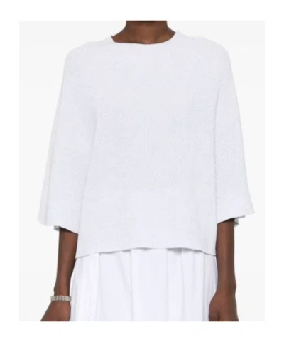 Fabiana Filippi Light Grey Metallic Knit Sweater In White