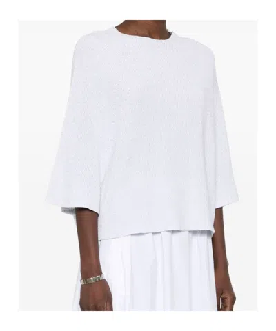 Fabiana Filippi Light Grey Metallic Knit Sweater In White