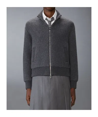 Thom Browne Wool Bomber Jacket With Minimalist Design And Tricolor Detail