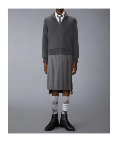 Thom Browne Wool Bomber Jacket With Minimalist Design And Tricolor Detail