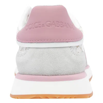 Dolce & Gabbana Dg Cushion Sneakers In Lace And Fabric In Multi
