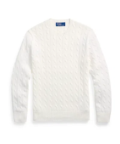 Polo Ralph Lauren Textured Cable Knit Pullover With Signature Logo Detail In White