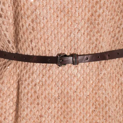 Brunello Cucinelli Hazelnut Color Midi Dress With Waist Belt