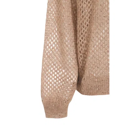 Brunello Cucinelli Net Sweater With Crew Neck And Open-knit Design