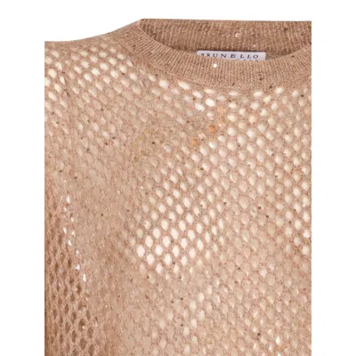 Brunello Cucinelli Net Sweater With Crew Neck And Open-knit Design