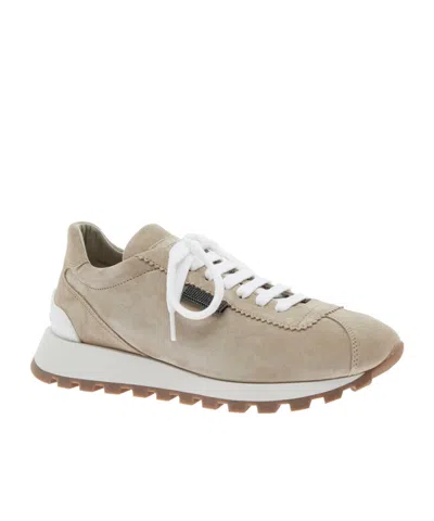 Brunello Cucinelli Suede Sneakers With Iconic Jewel Application