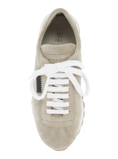 Brunello Cucinelli Suede Sneakers With Iconic Jewel Application