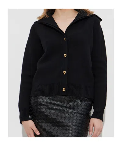 Bottega Veneta Wool Cardigan Gold-tone Buttons In Black