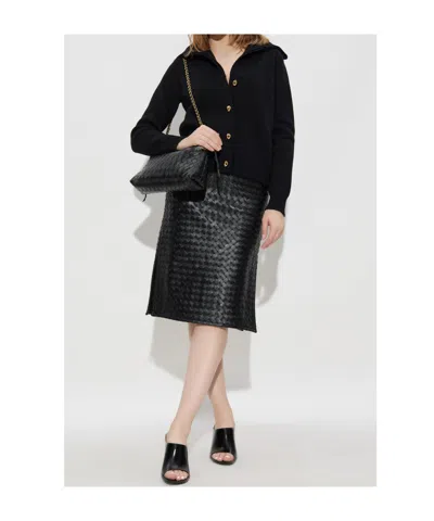 Bottega Veneta Wool Cardigan Gold-tone Buttons In Black