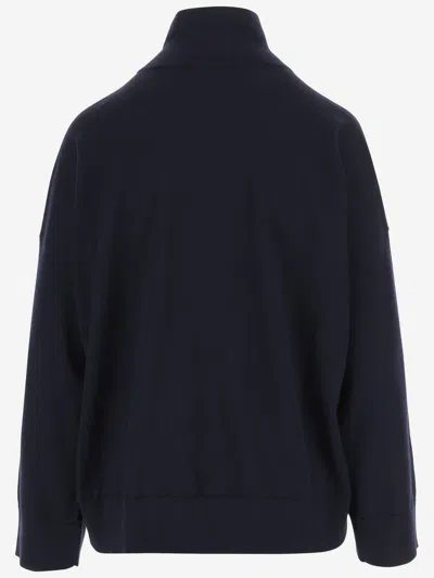 Bottega Veneta Dark Blue Turtleneck Wool Sweater In Black