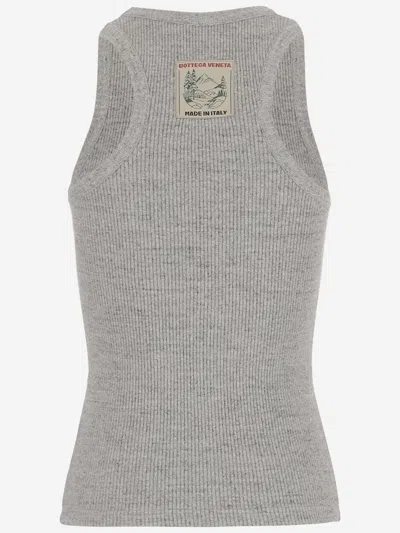 Bottega Veneta Ribbed Crew Neck Sleeveless Top In Gray