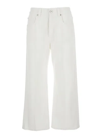 Brunello Cucinelli White Five-pocket Patns With Logo Patch On The Back