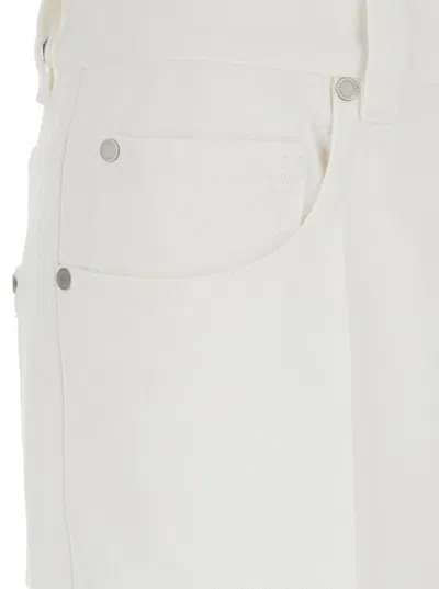 Brunello Cucinelli White Five-pocket Patns With Logo Patch On The Back