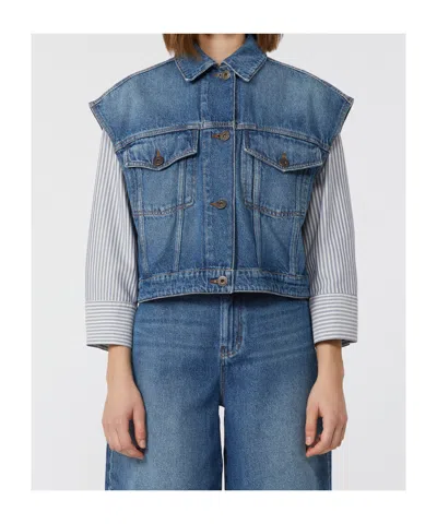 Weekend Max Mara Max Mara Weekend Denim-inspired Vest With Cropped Waist In Pure Cotton