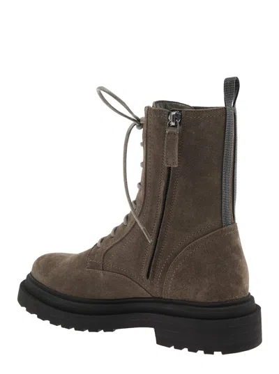 Brunello Cucinelli Suede Combat Boots Monile