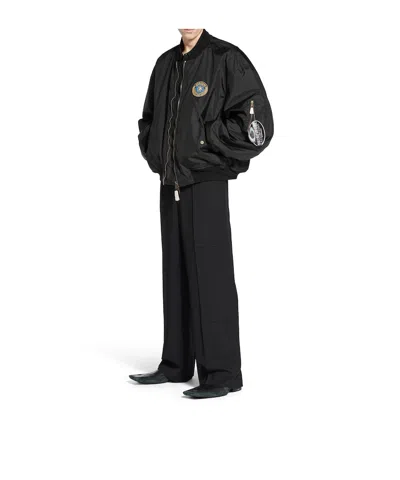 Balenciaga Black Nylon Uniform Merch Large Fit Bomber In Black