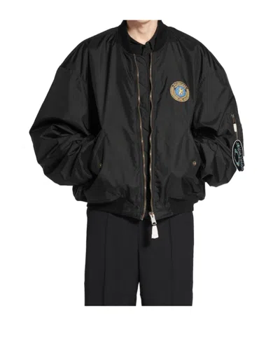 Balenciaga Black Nylon Uniform Merch Large Fit Bomber In Black