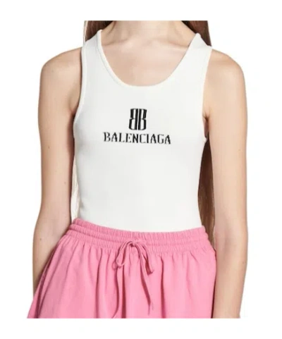Balenciaga White Nano Bb Tank Top