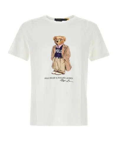 Polo Ralph Lauren White Polo Bear T-shirt Custom Slim-fit
