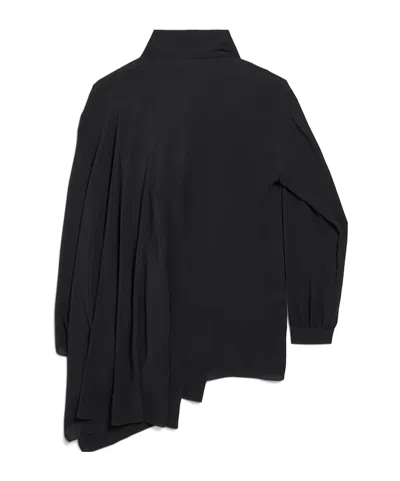 Balenciaga Black Georgette Scarf Blouse In Black