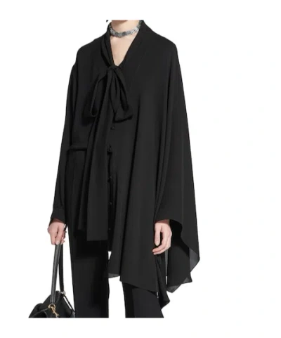Balenciaga Black Georgette Scarf Blouse In Black