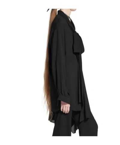 Balenciaga Black Georgette Scarf Blouse In Black