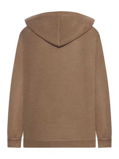 Brunello Cucinelli Cotton And Silk Zip-up Hoodie In Brown