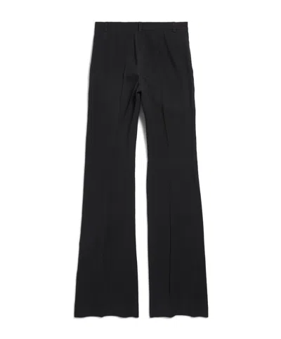 Balenciaga Tailored Flared Pants With Clean Waistband In Black