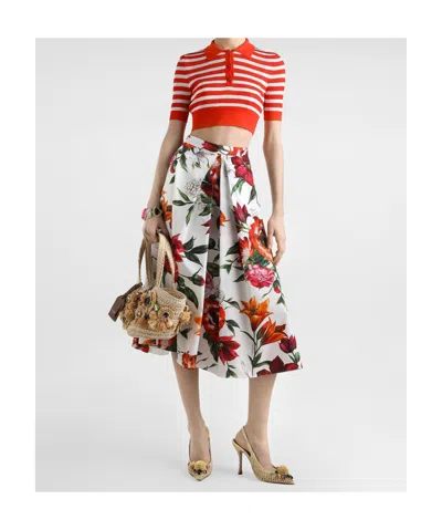 Dolce & Gabbana Printed Cotton Midi Skirt