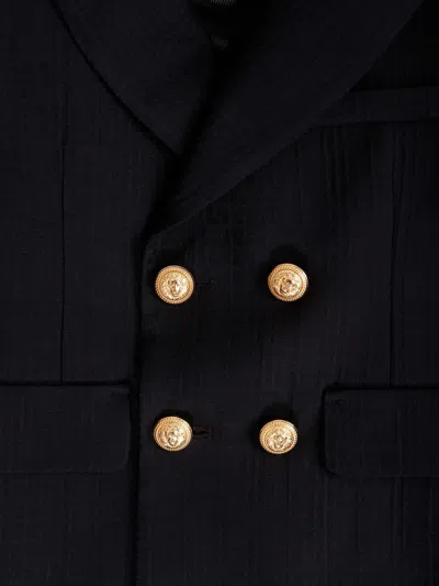Balmain Lapel Long Sleeve Jacket In Black