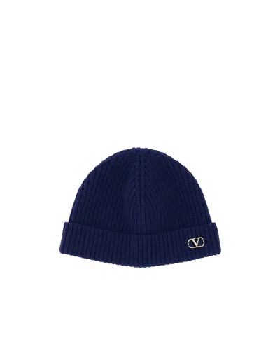 Valentino Garavani Cashmere Bennie Cap Hats Blue