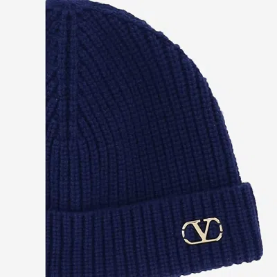 Valentino Garavani Cashmere Bennie Cap Hats Blue