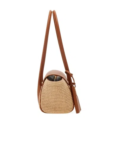 Ferragamo Florence Brown Shoulder Bag With Embossed Logo Lettering On The Front And Pendant With Logo On The F