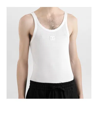 Dolce & Gabbana Dg White Cotton Tank Top