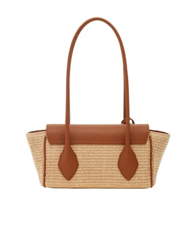 Ferragamo Florence Brown Shoulder Bag With Embossed Logo Lettering On The Front And Pendant With Logo On The F