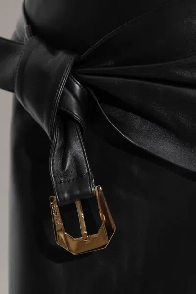 Versace Leather Mini Skirt With Buckle In Black