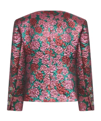 Saint Laurent Brocade Single-breasted Jacket In Pink