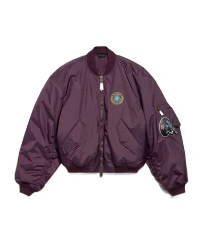 Balenciaga Bomber Jacket Large Fit In Dark Purple In Brown