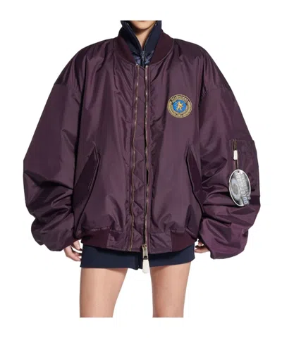 Balenciaga Bomber Jacket Large Fit In Dark Purple In Brown