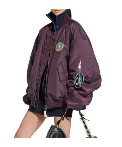Balenciaga Bomber Jacket Large Fit In Dark Purple In Brown