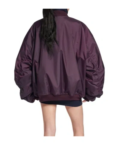 Balenciaga Bomber Jacket Large Fit In Dark Purple In Brown