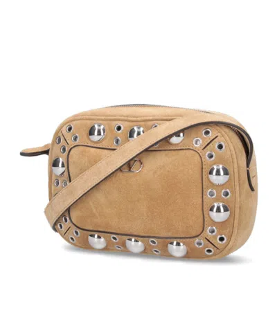 Valentino Studded Suede Shoulder Bag With Adjustable Strap